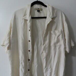 Vintage Tommy Bahama Silk Button Up Shirt Embroidered Tropical Drinks and Fruit